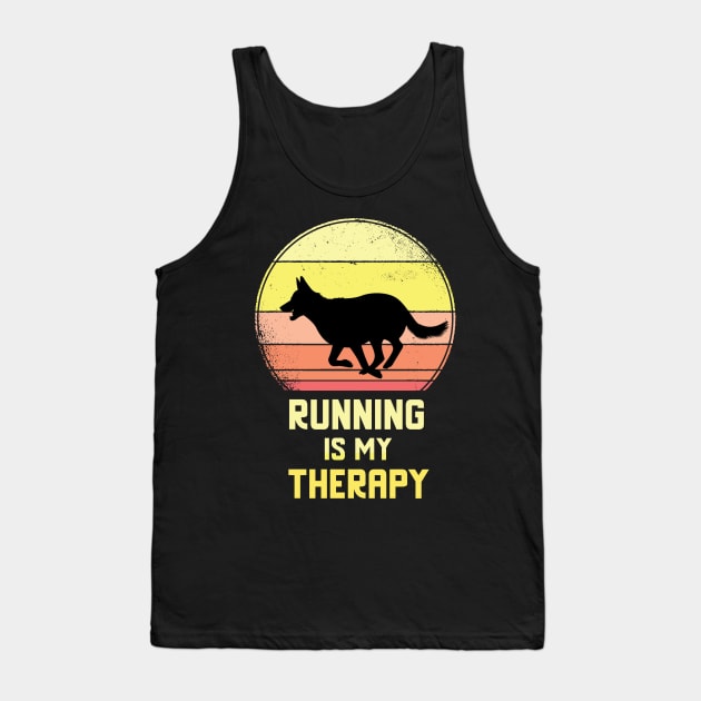 Running Is My Therapy Vintage Retro Motivation Tank Top by Dogefellas